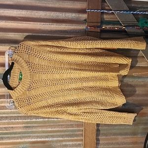 DIP golden brown open crochet sweater